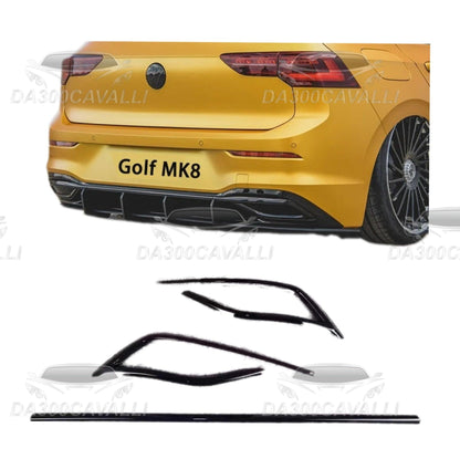 For Vw Golf 8 Mk8 Tdi Tsi Gte  Car Rear Bumper Diffuser Lip Spoiler Air Outlet Exhaust Strip Cover Trim Rear Bumper Sticker Kits Da300Cavalli