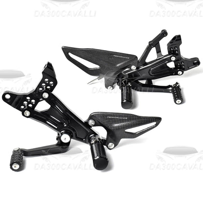 Kit pedane regolabili CNC Ducati Panigale V4 V4S V4R SP (2018-2024) Paratacchi Fibra Di Carbonio - Da300Cavalli